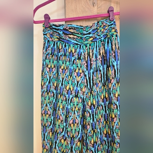 GAIA Boho Abstract Print Harem Style Pants In  Blue/green Multi. Size S/M - Picture 5 of 10